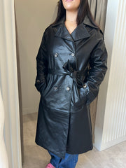 HAZEL FAUX LEATHER TRENCH COAT