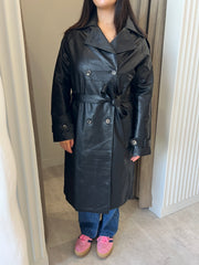 HAZEL FAUX LEATHER TRENCH COAT