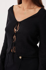 POPPY LONG SLEEVE TOP - BLACK