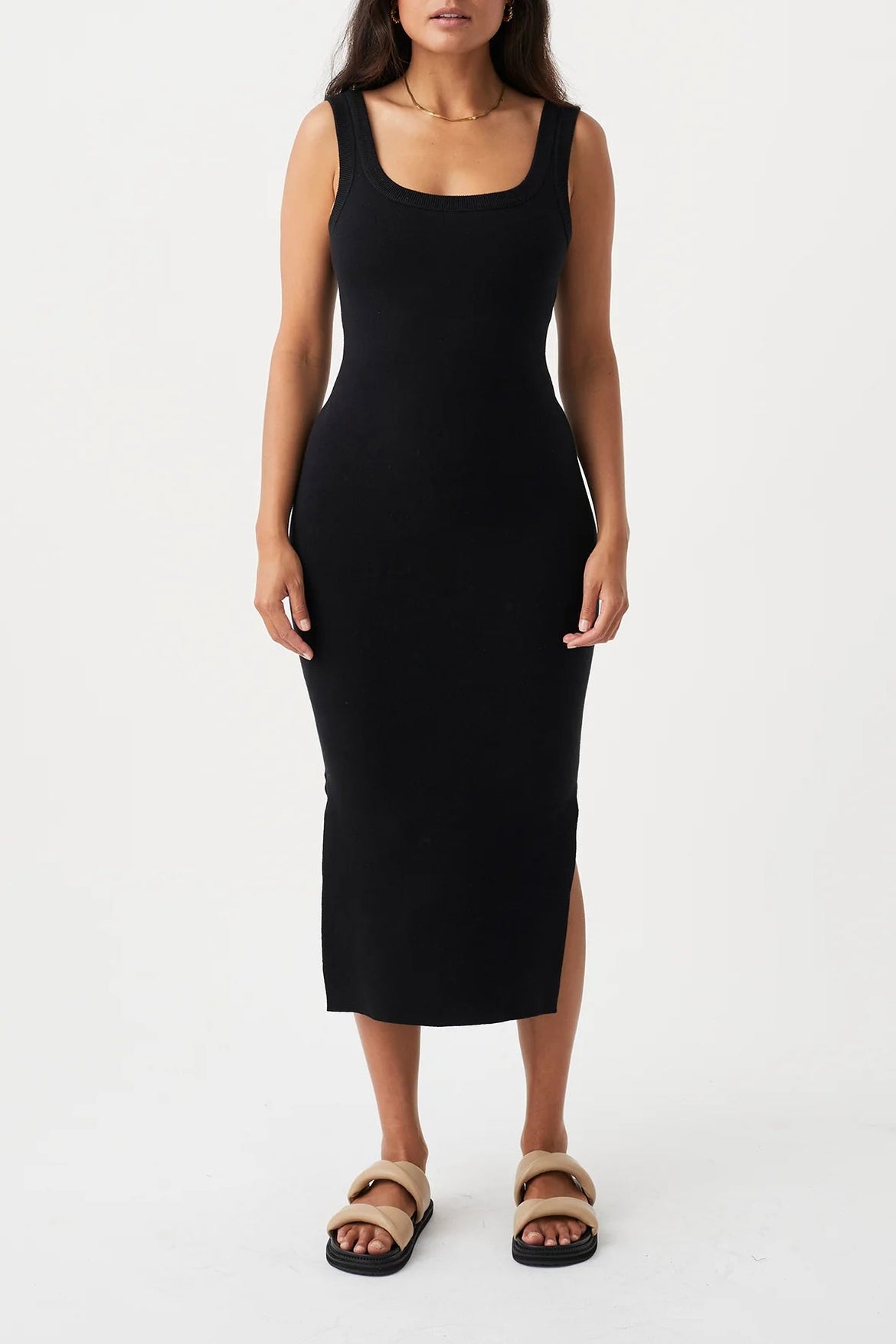 knee length dresses for ladies Ladies Halter Rib Knit Midi Dress 'Sunday Best' Midi Dress S main image 1