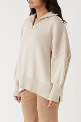 LONDON ZIP SWEATER SAND - SUNDAY BEST TRADING CO