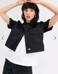 DICKIES 1574 CROPPED WORK SHIRT BLACK - SUNDAY BEST TRADING CO