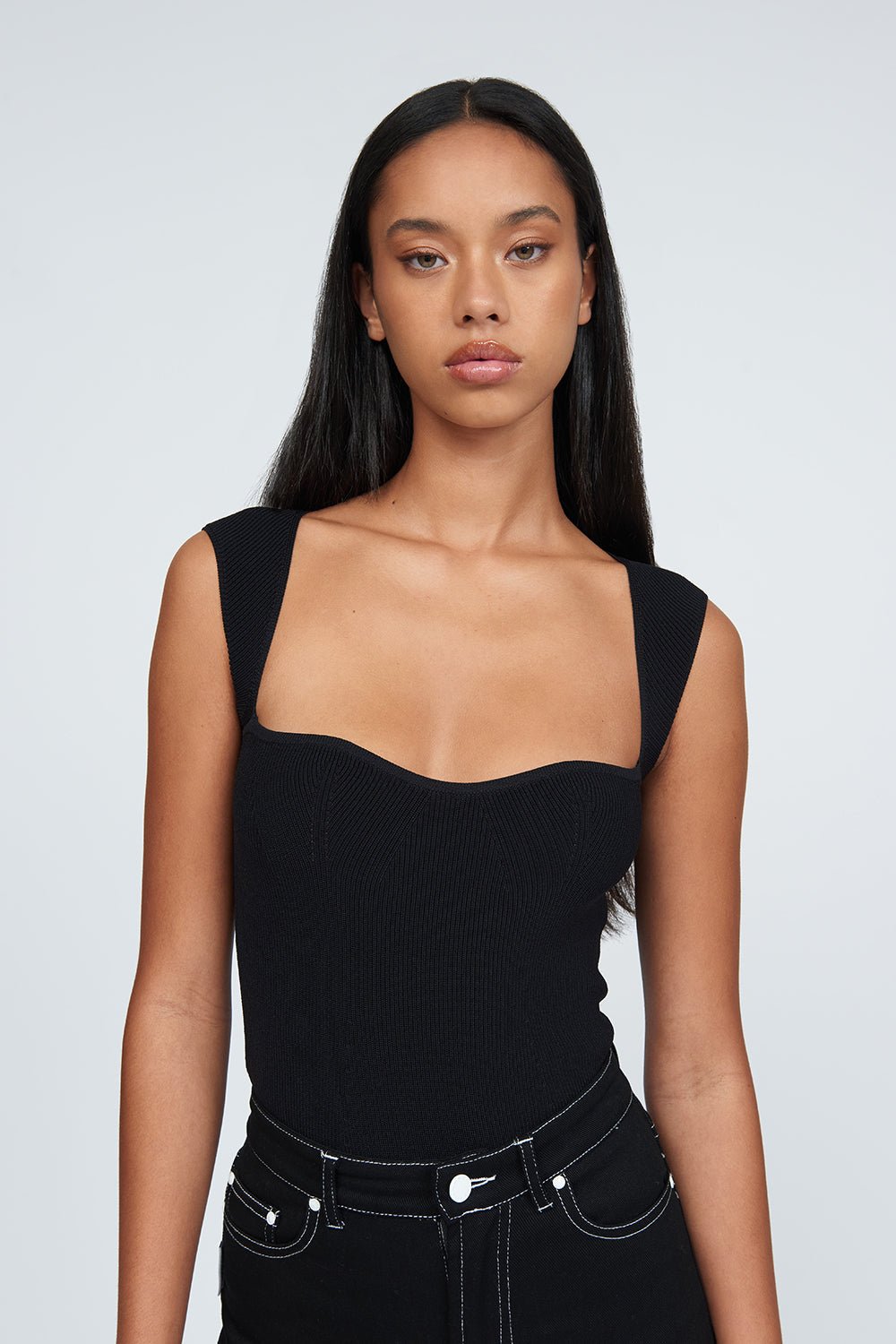 VICTORIA KNIT TOP BLACK - SUNDAY BEST TRADING CO